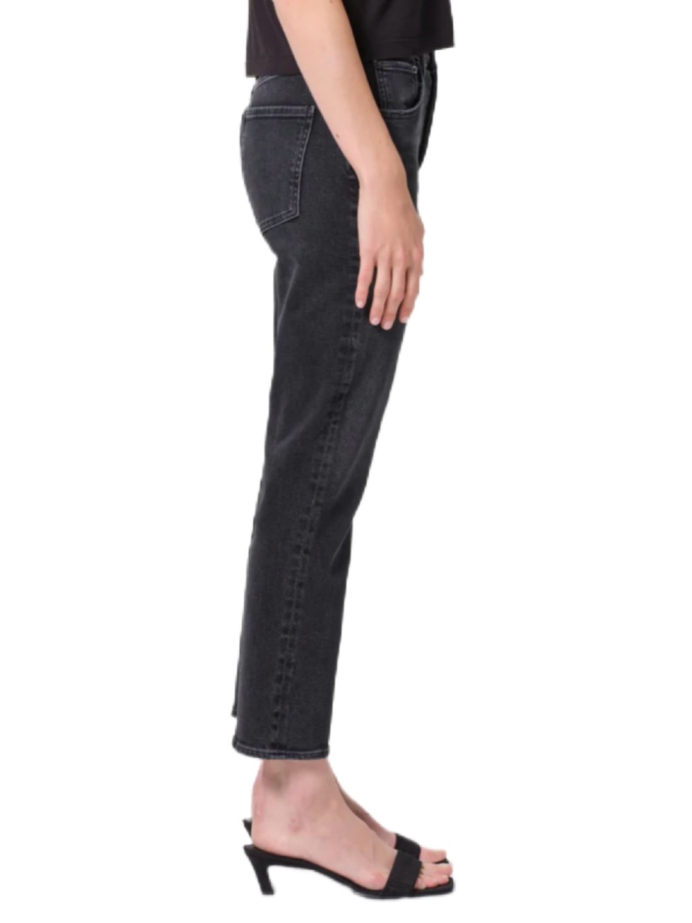 Agolde Riley Crop High Rise Straight Stretch Grey 27 - Picture 3 of 14